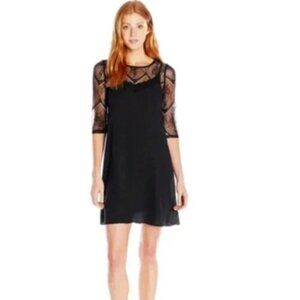 Black Mini Slip Dress With Lace Top XXS